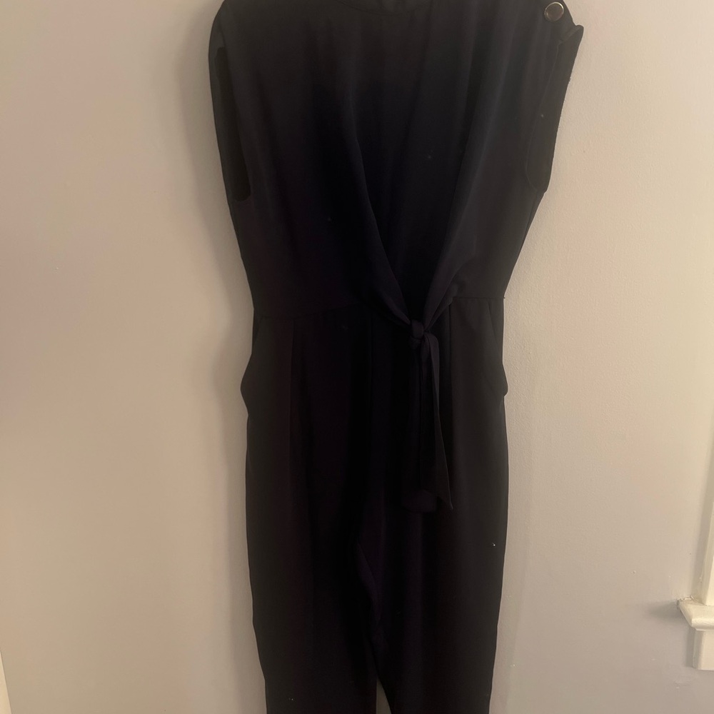 Zara Basic Women´s‎ Dark Navy Back Open Slit Overall Jumpsuit w/Pockets M